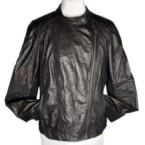 Caslon Leather and Knit Moto Jacket Size L